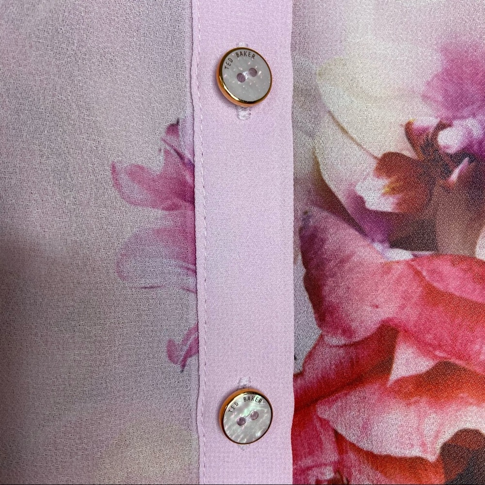 Ted Baker Floral Print Button-Down Blouse - Pink - Picture 6 of 9